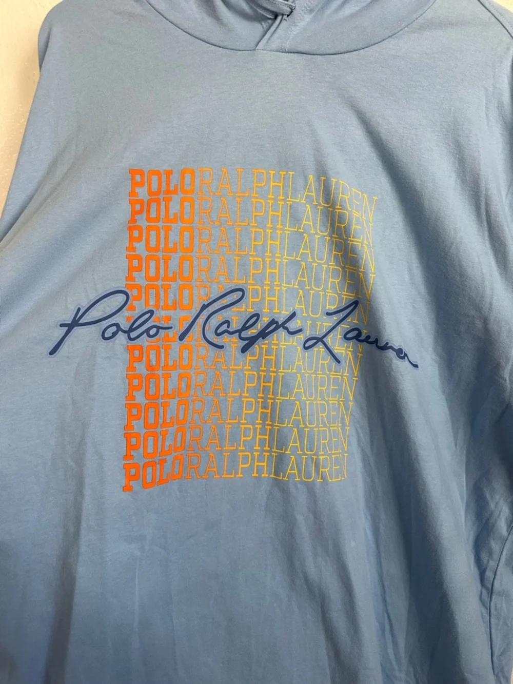 Polo Ralph Lauren Preppy Logo Lightweight Hoodie Baby Blue Mens Big & Tall Sizes
